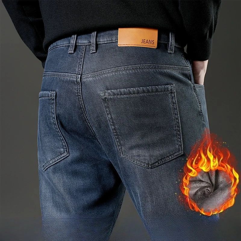 Men's Winter Jeans | Thick Plush Velvet Denim Pants for Comfort