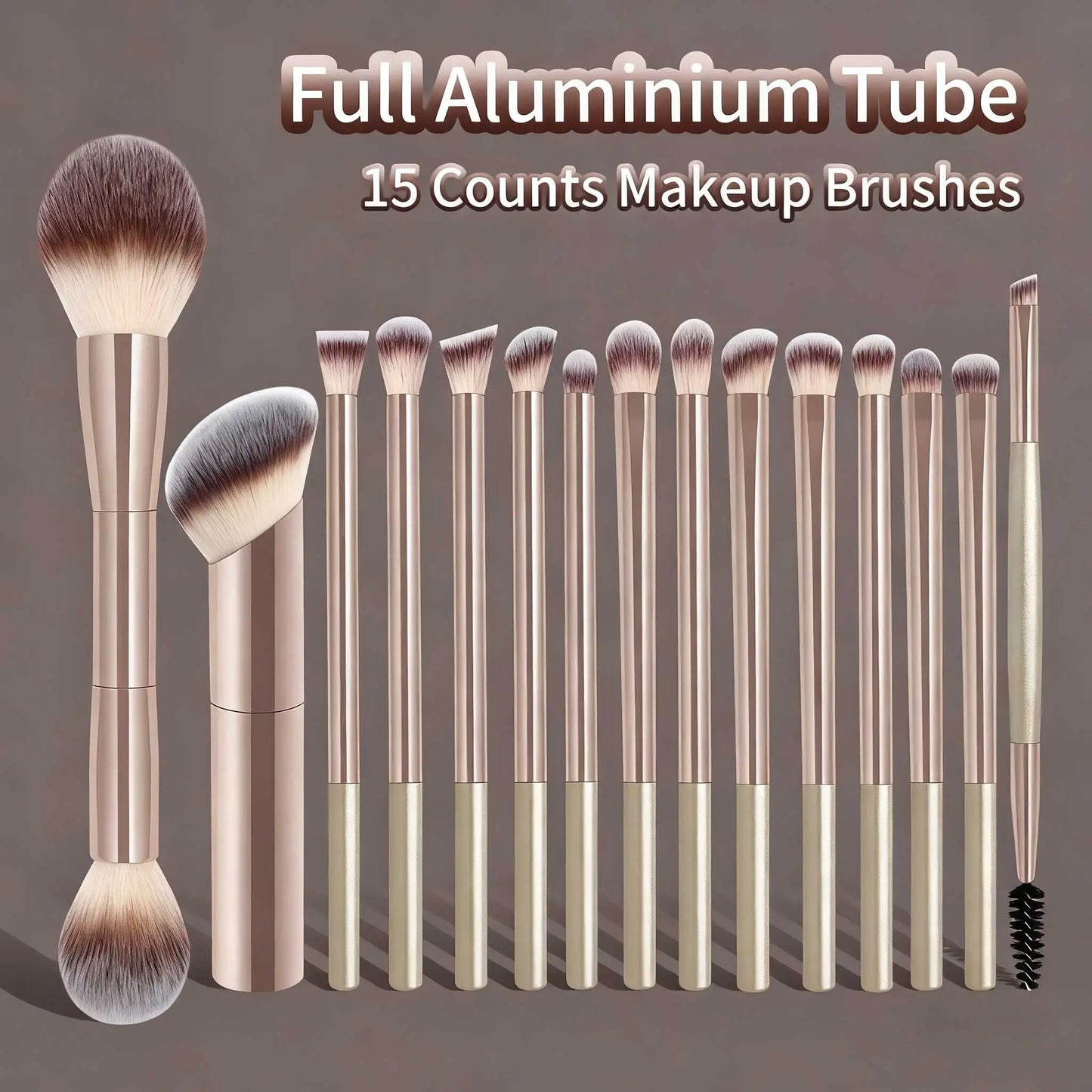 15pcs Professional Makeup Brush Set | Soft Wool Fiber Eyeshadow Blending Eyeliner Foundation Brushes 2026