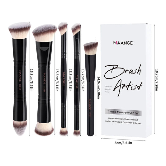 Set de 5 brochas de maquillaje | Brochas esenciales para looks de belleza deslumbrantes