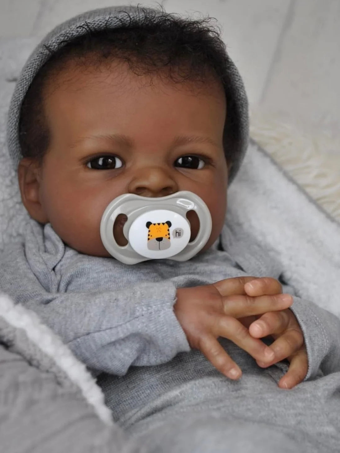 19-inch Dark Skin Reborn Baby Doll | Handmade Realistic Doll Toys