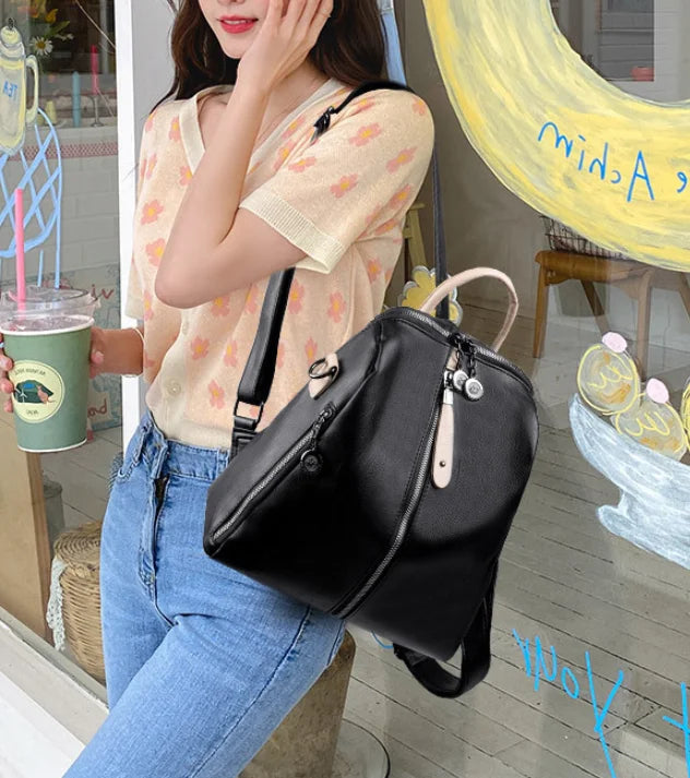 Stylish Women's Soft Leather Backpack | Ideal for Travel & School