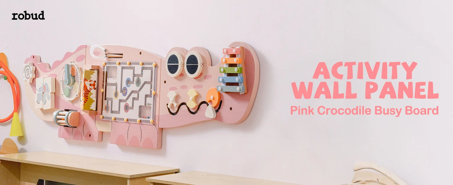 Wooden Montessori Busy Board | Engaging Wall-Mounted Toy for Kids