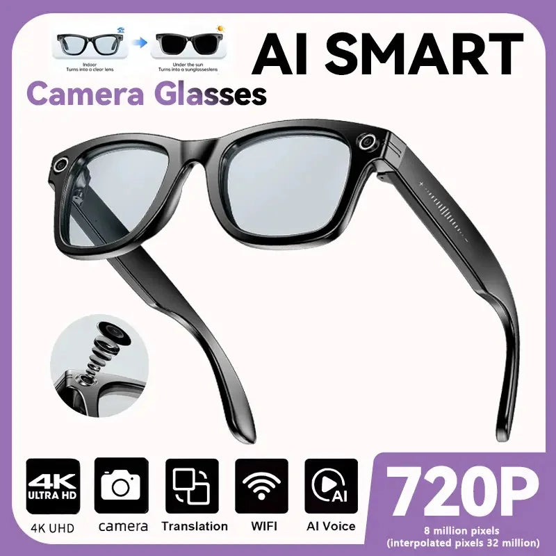 Smart AI Glasses | 8MP Camera, Noise-Cancelling, Waterproof Sunglasses