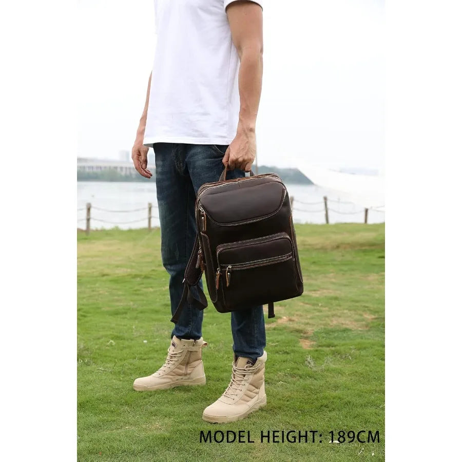 Vintage Genuine Leather Laptop Backpack | Stylish Travel Rucksack
