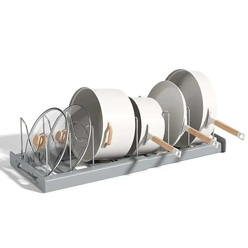 Expandable Kitchen Pot Pan Organizer | Adjustable Lid Storage