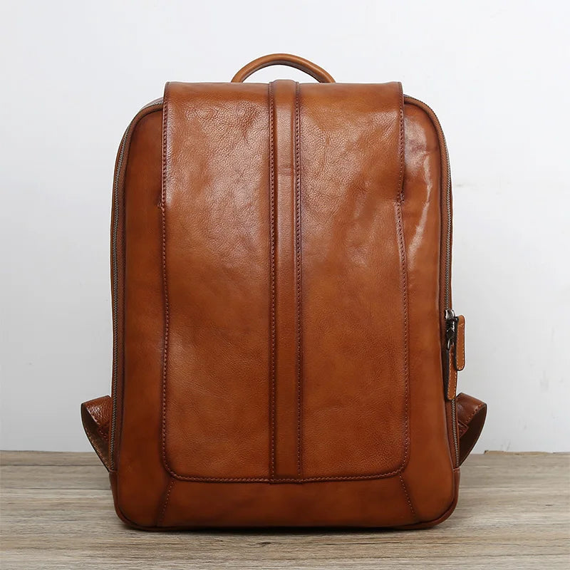 Men's Vintage Leather Backpack | High Capacity Computer Bag
