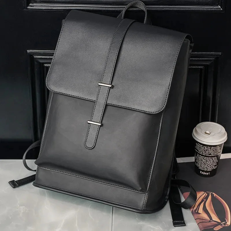 2025 new trendy backpack, fashionable men's bag, leather casual large capacity backpack, computer backpack