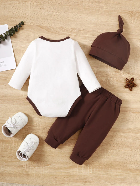 Cute Baby Turkey Print 3-Piece Outfit | Perfect for First Birthdays