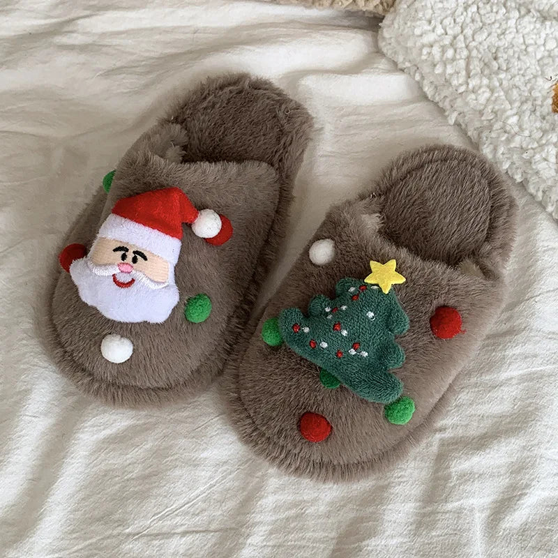 Christmas Kids Plush Slippers | Warm Cotton Indoor Shoes