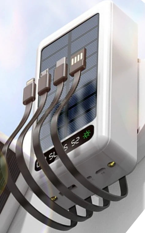 50000mAh Solar Power Bank with Built-In Cables for Outdoor Trips