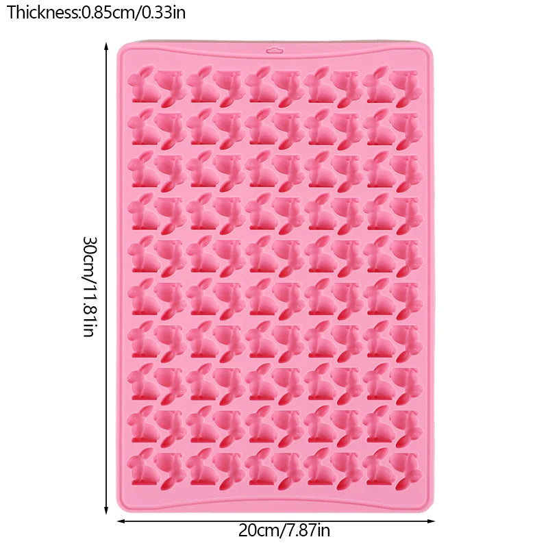 1pc 100 Grid 3D Rabbit Cookie Mold Easter Bunny Silicone Molds for Chocolate Biscuit Baking Tools Easter Party Cake Decoration