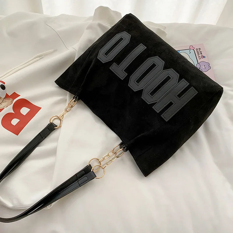 Trendy Solid Color Shoulder Tote Bag | Stylish Canvas Handbag