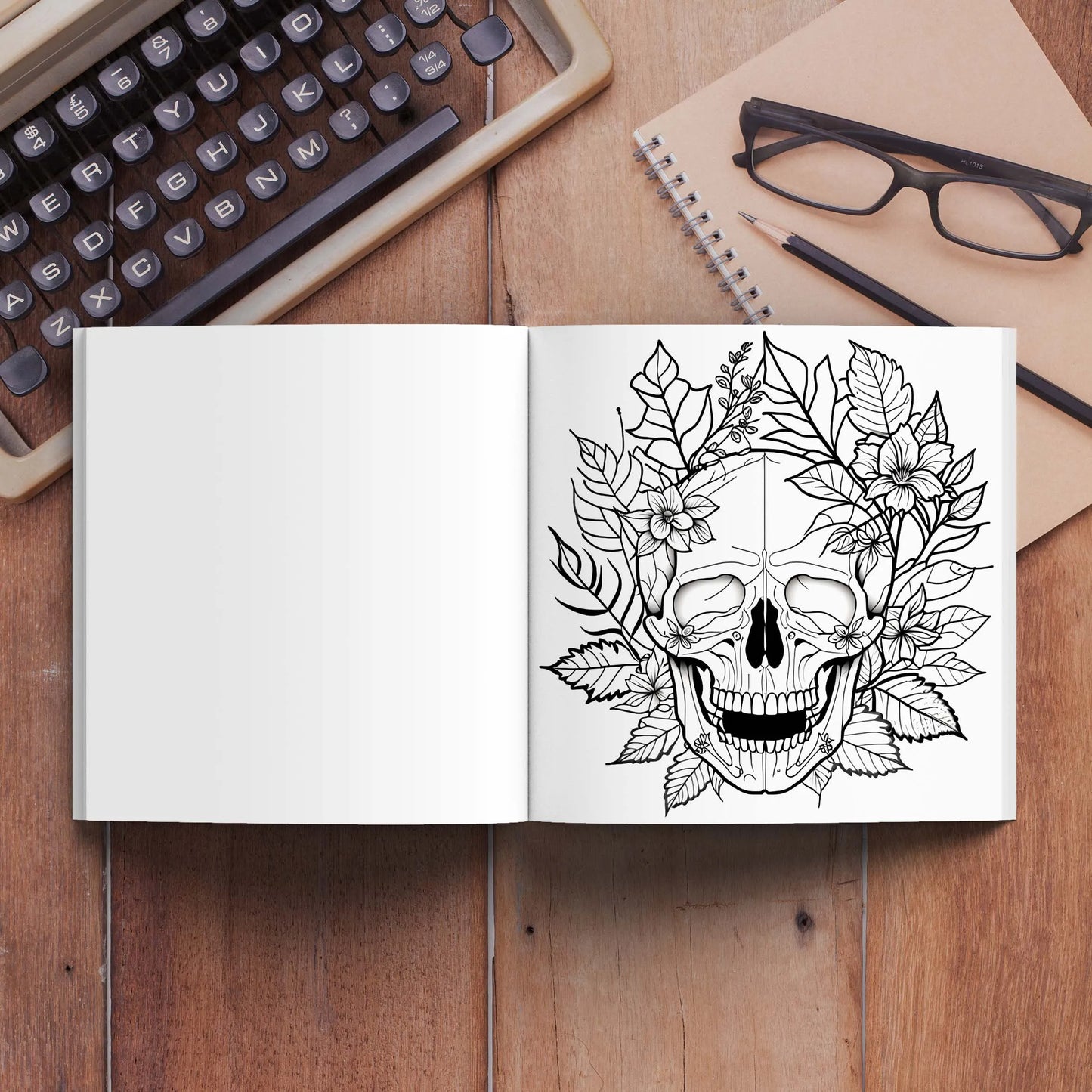 Tattoo Pattern Coloring Book | Skull in Rose Abstract Art