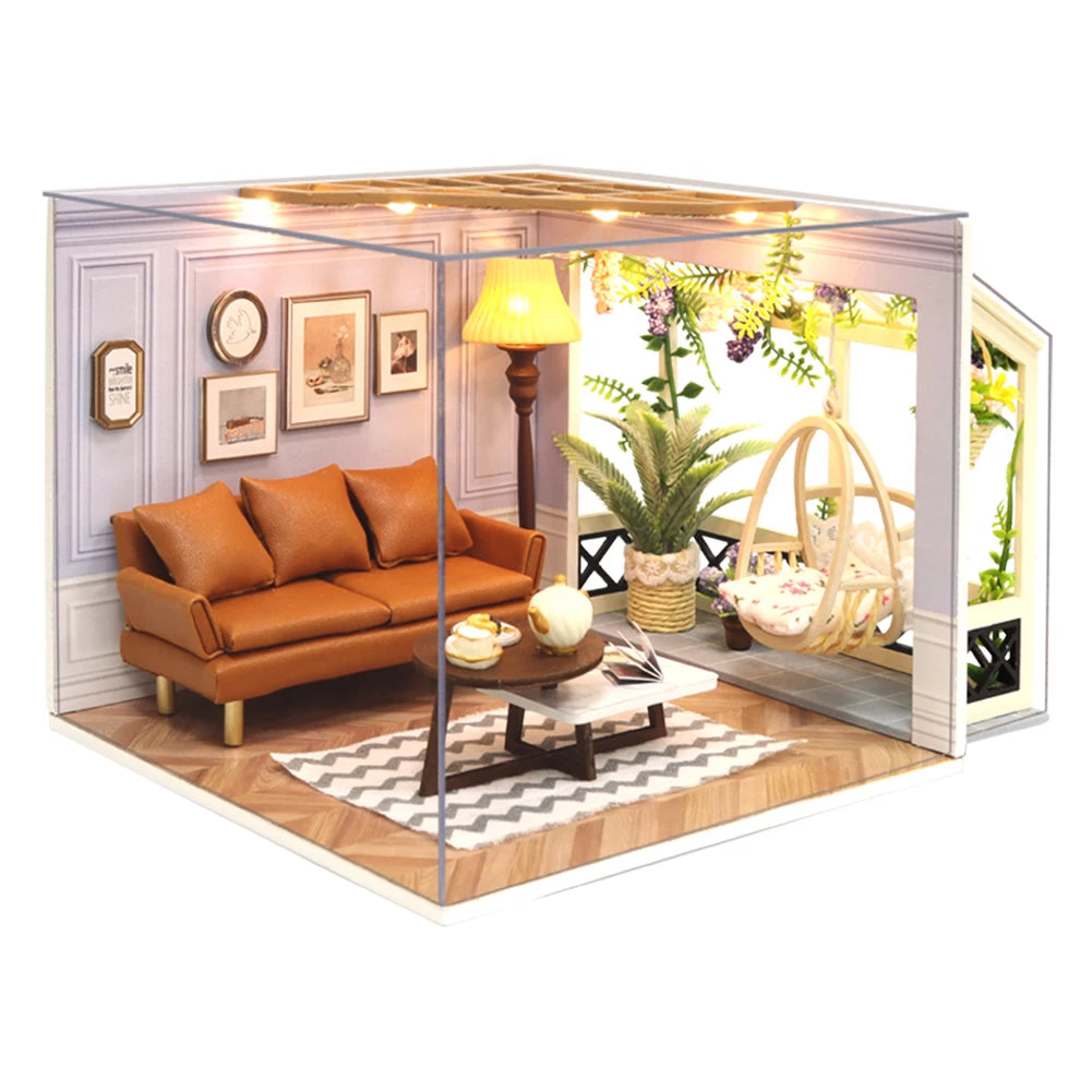 Kit de casa de muñecas de madera DIY | Regalo creativo con muebles en miniatura