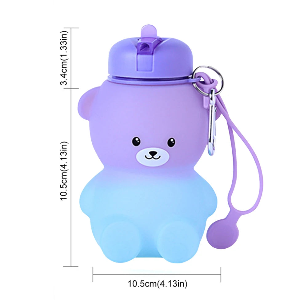 600ml Collapsible Water Bottle | Cute Bear Water Bottle for Sports