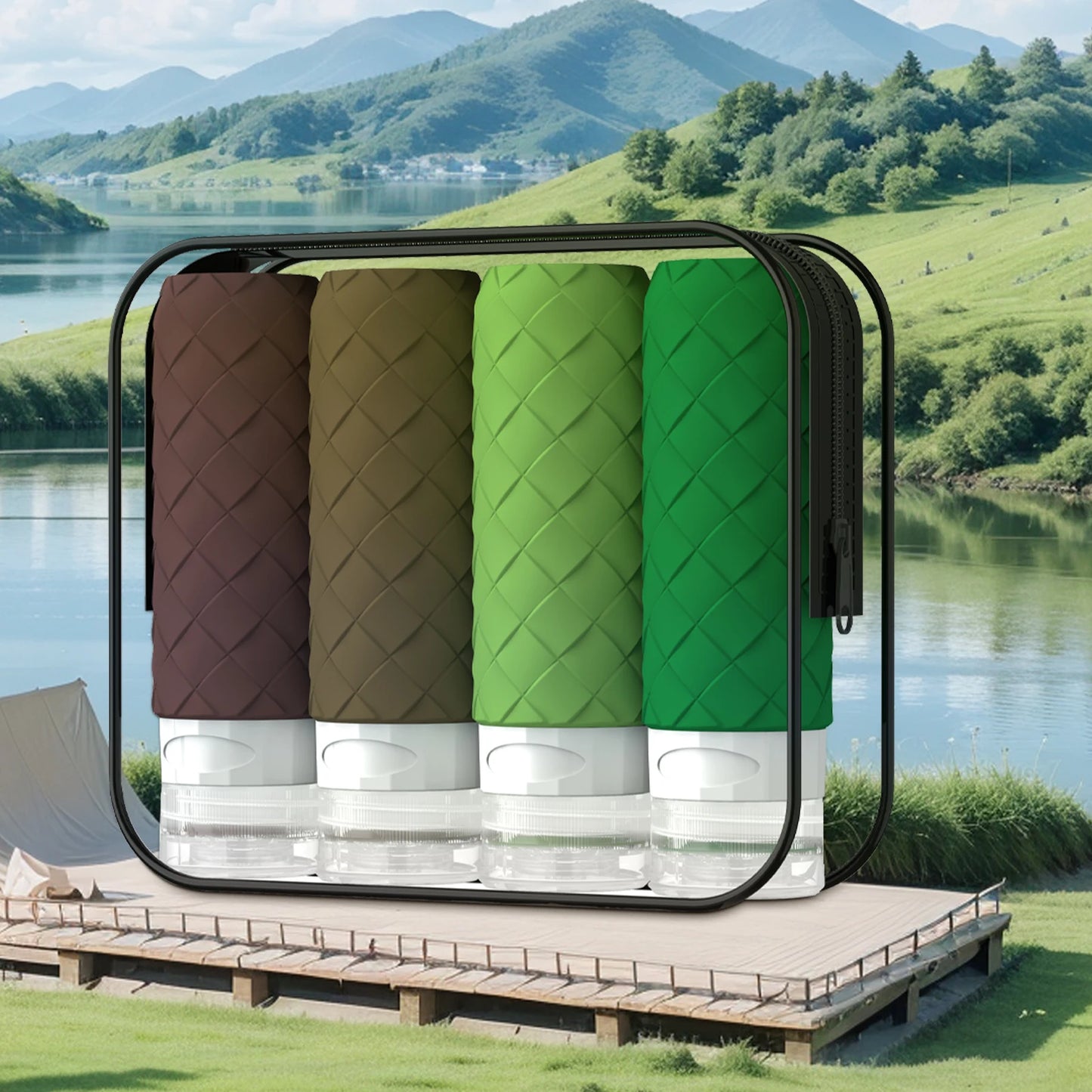 Silicone Woven Travel Dispensing Bottles | 4-Piece Set 90ml