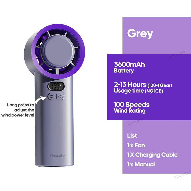 Portable Handheld Turbo Fan | 100 Adjustable Wind Speeds