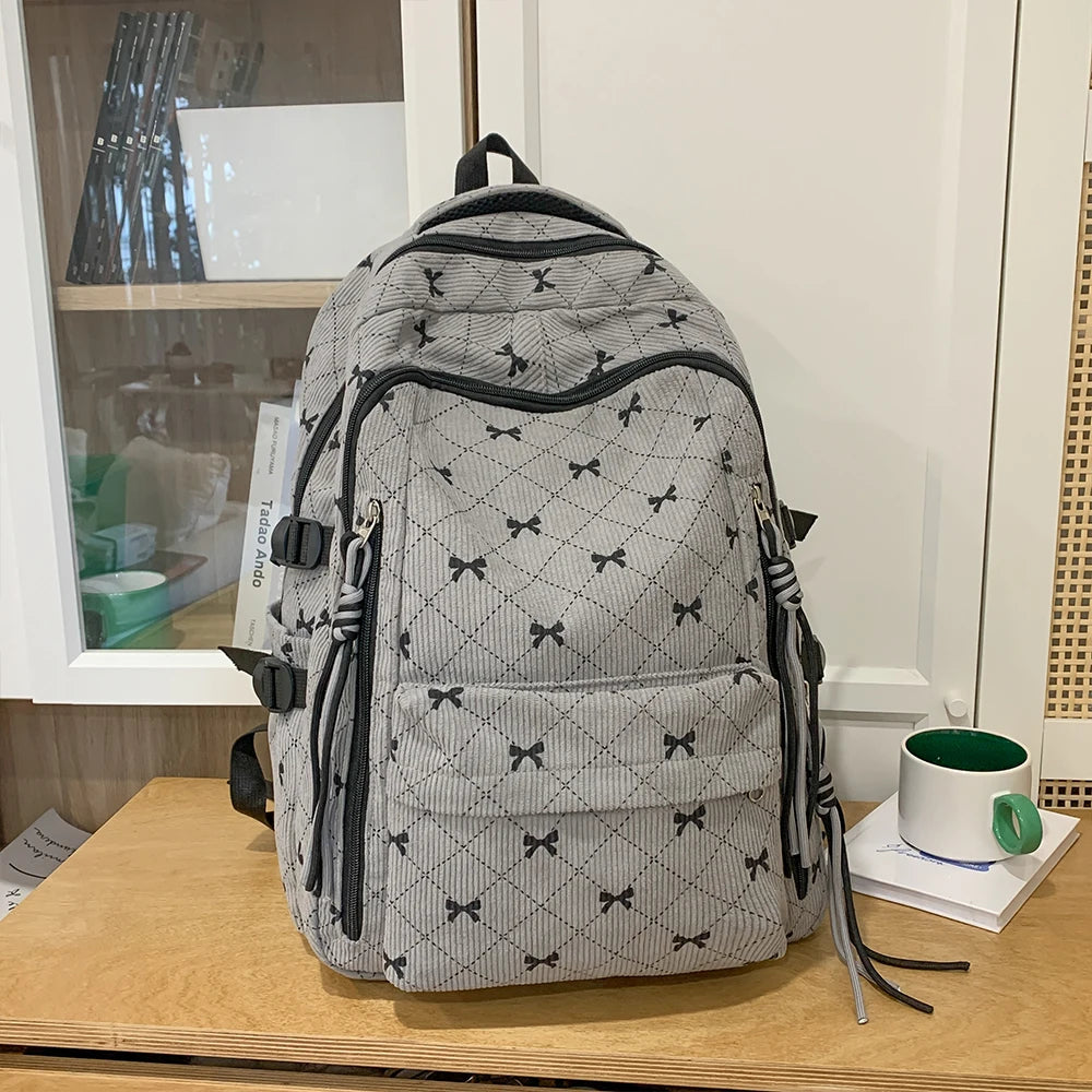 Corduroy Campus Style Backpack | Trendy Autumn & Winter Bag