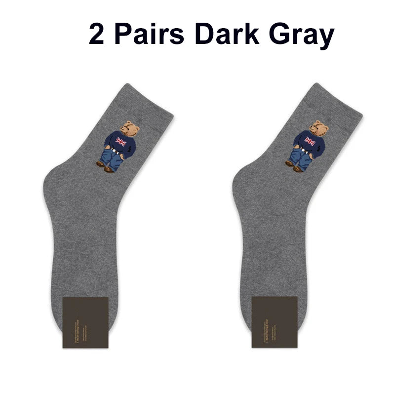 Men's Cartoon Bear Socks | Fun & Breathable Skateboard Socks