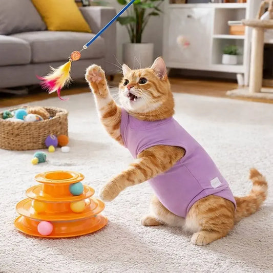 Traje de recuperación para gatos suave y transpirable | Traje ajustable anti-lamido