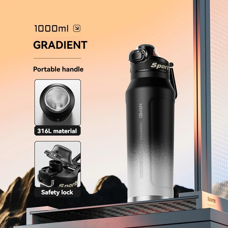1L Stainless Steel Thermos Bottle | Iced & Heat Insulated Flask