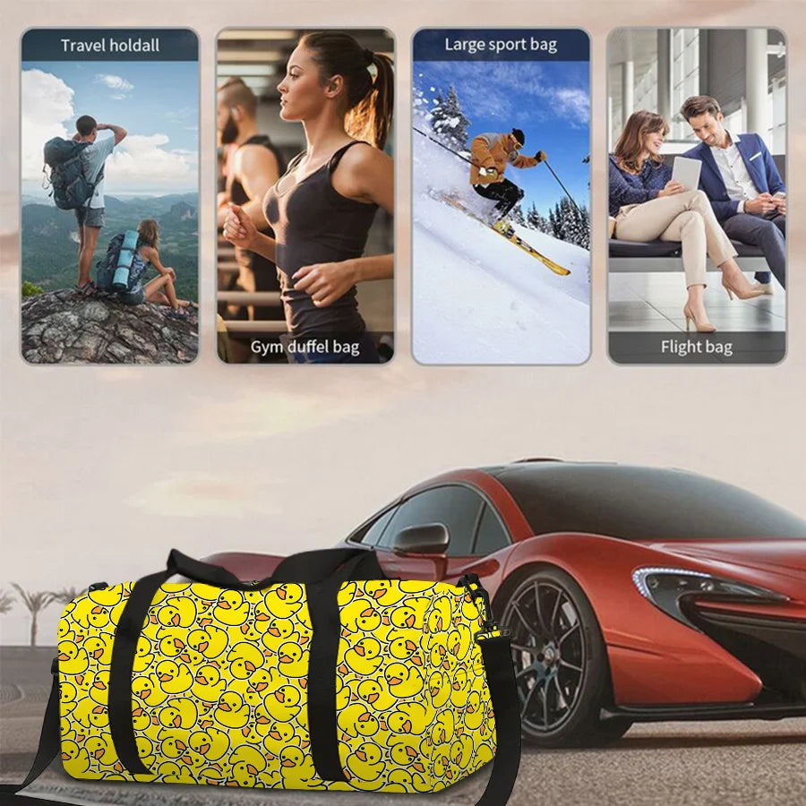 Large Multi-Functional Duffle Bag | Waterproof Yellow Duck Pattern