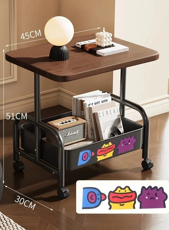 Double-Tier Mobile Rolling Laptop Desk & Storage Table