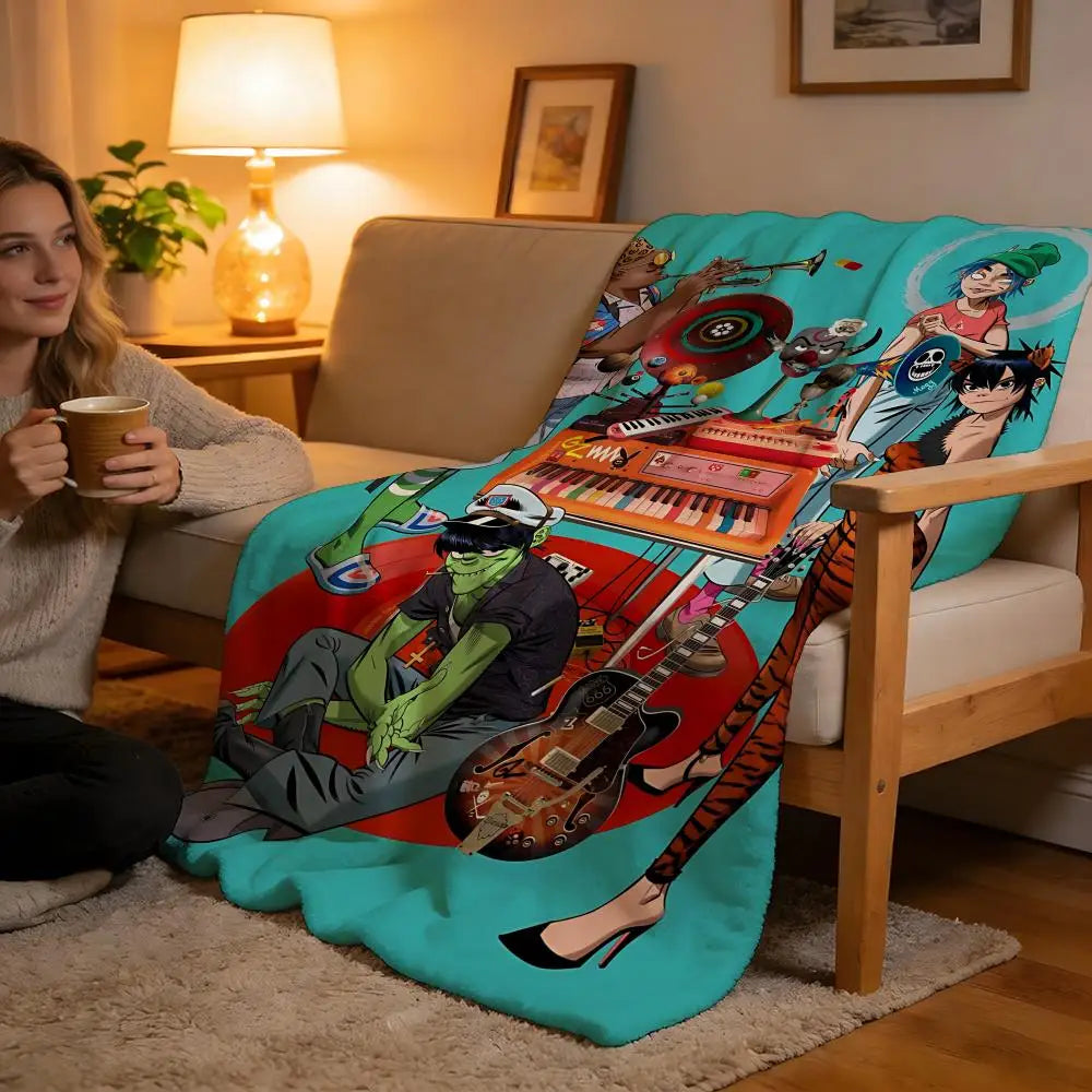 Soft High-Density Short Plush Blanket | Cozy Music Print Design