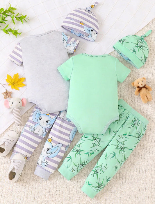 Adorable Cartoon Animal Print Baby 3-Piece Set | Cute Summer Outfit
