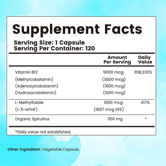 Vitamin B12 Energy Support Capsules | Boost Focus & Mood