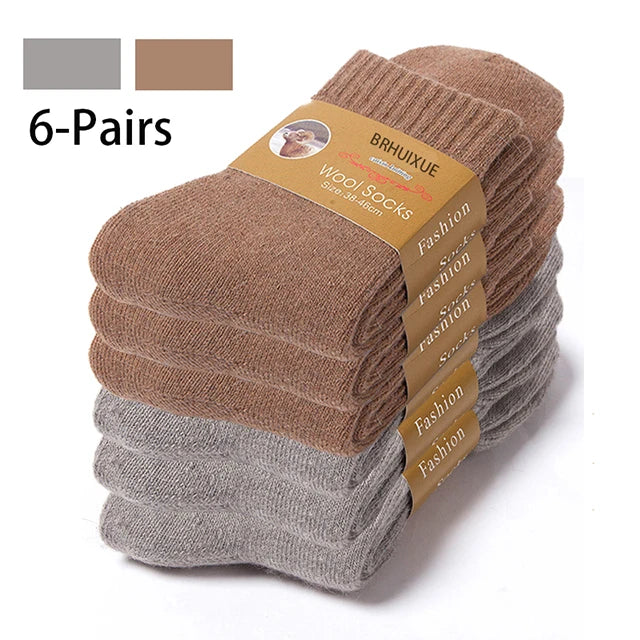 6 Pairs Thick Winter Wool Socks | Unisex Thermal Comfort 2026