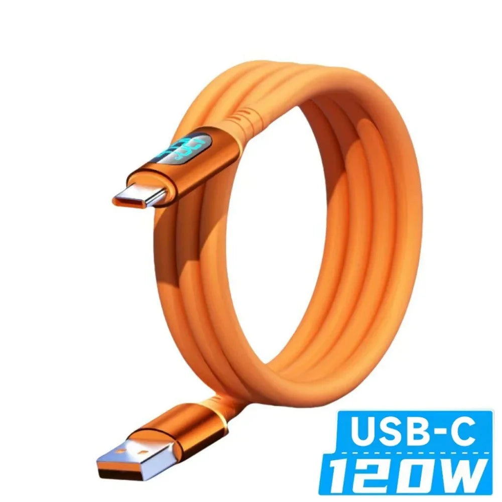 120W Fast Charging USB C Cable with Digital Display | Quick Charge Cord