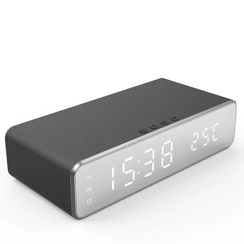 Reloj despertador inalámbrico multifunción con cargador y pantalla LED
