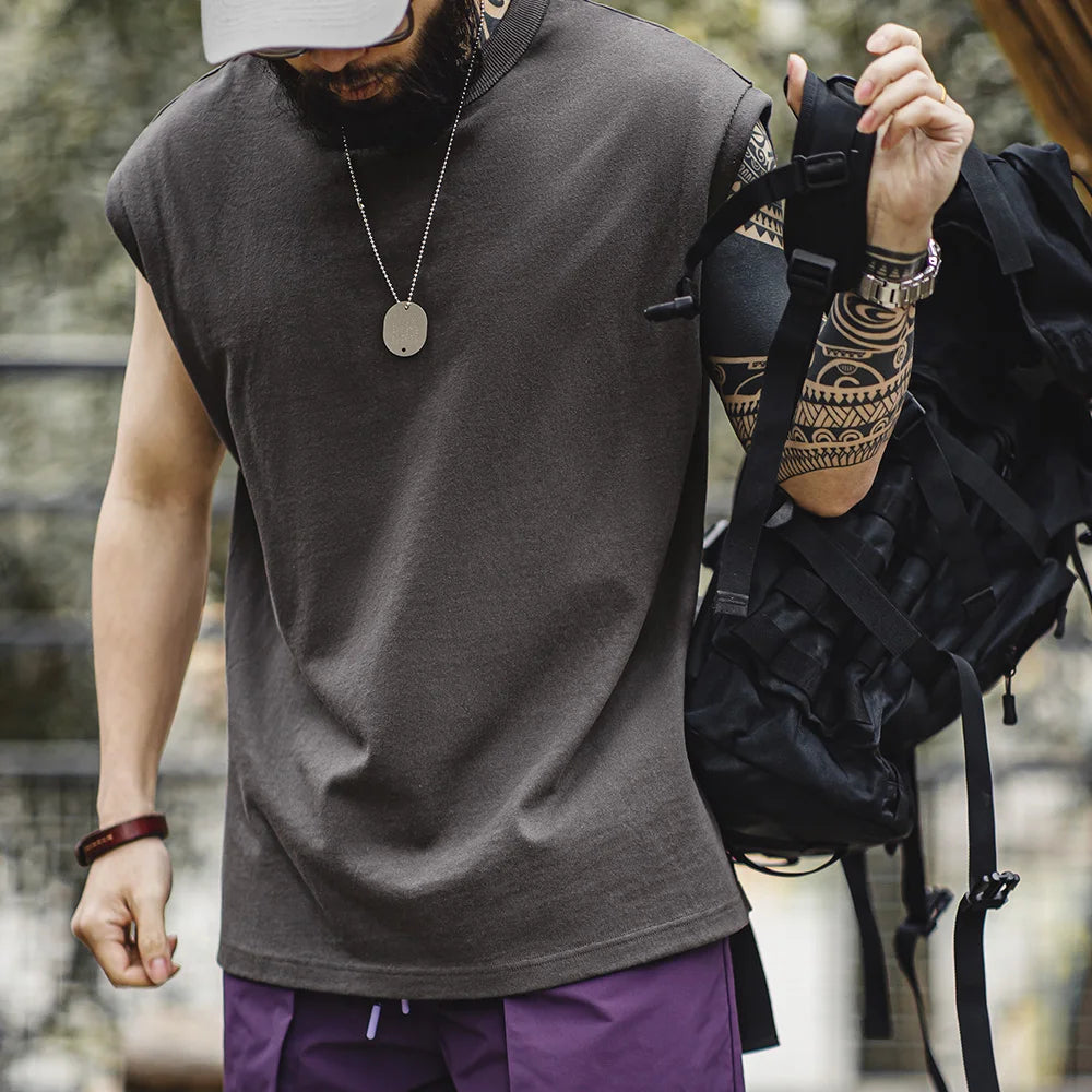 Men's Vintage Heavyweight Knitted Broad Shoulder Vest | Summer Tee