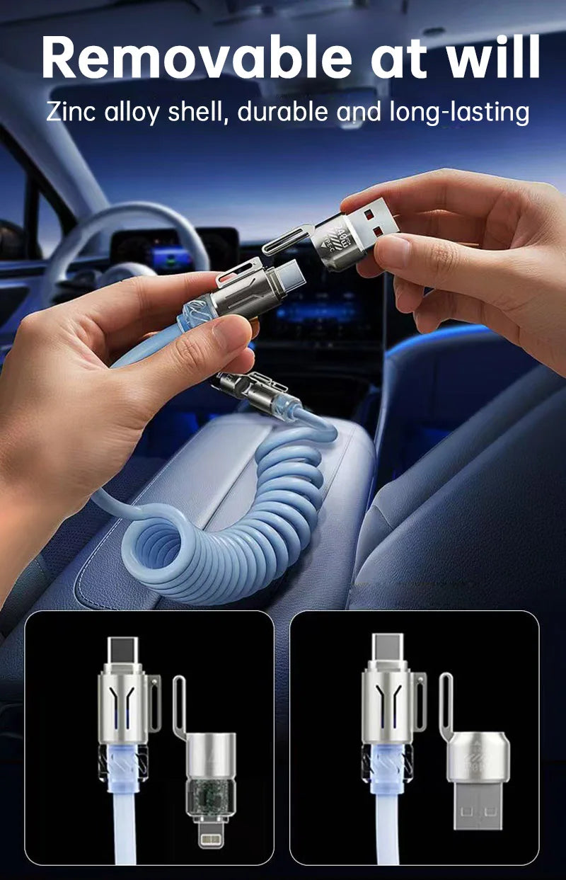 4-IN-1 RGB USB Type C Fast Charger & Data Cable - 1.8M