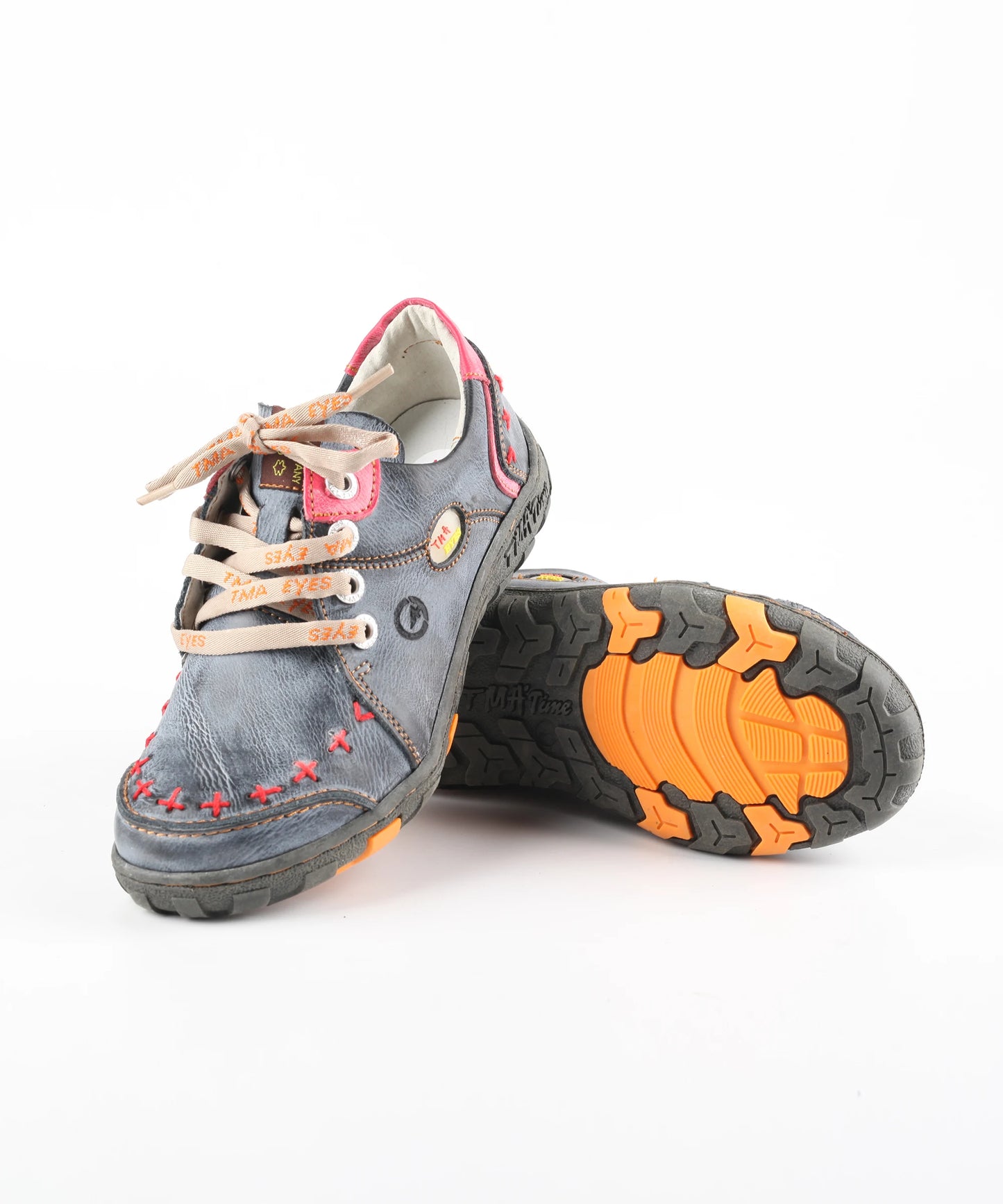 Stylish Hand-Stitched Color Block Leather Sneakers for Women