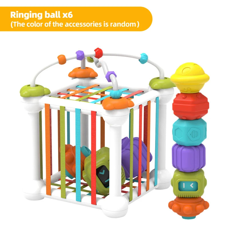 Baby Montessori Shape Sorting Cube Toy Soft Sensory Blocks Early Learning Educational Toy Infant Cognitive Grip Training Toys