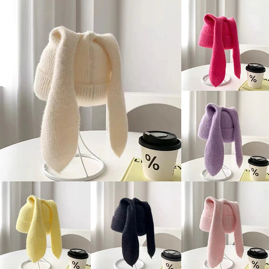 Women's Cute Bear Plush Knitted Hat | Winter Earflap Beanie