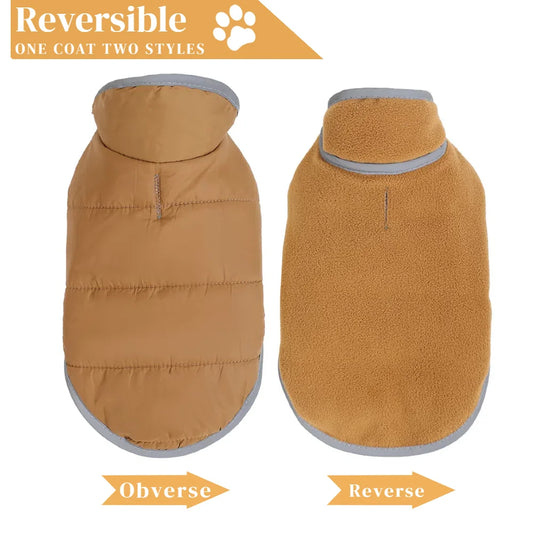 Chaqueta reversible de forro polar cálido para mascotas | Abrigo elegante e impermeable