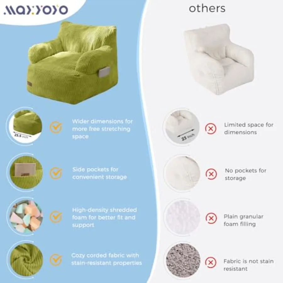 Soft Toddler Bean Bag Chair | Comfortable Kids Floor Sofa