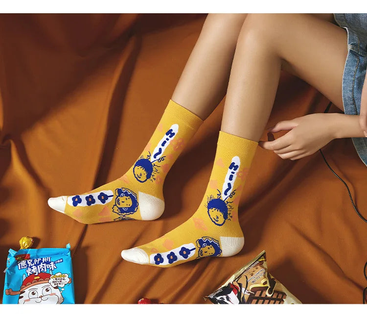 5 Pairs Colorful Funny Villain Socks | Quirky Harajuku Style