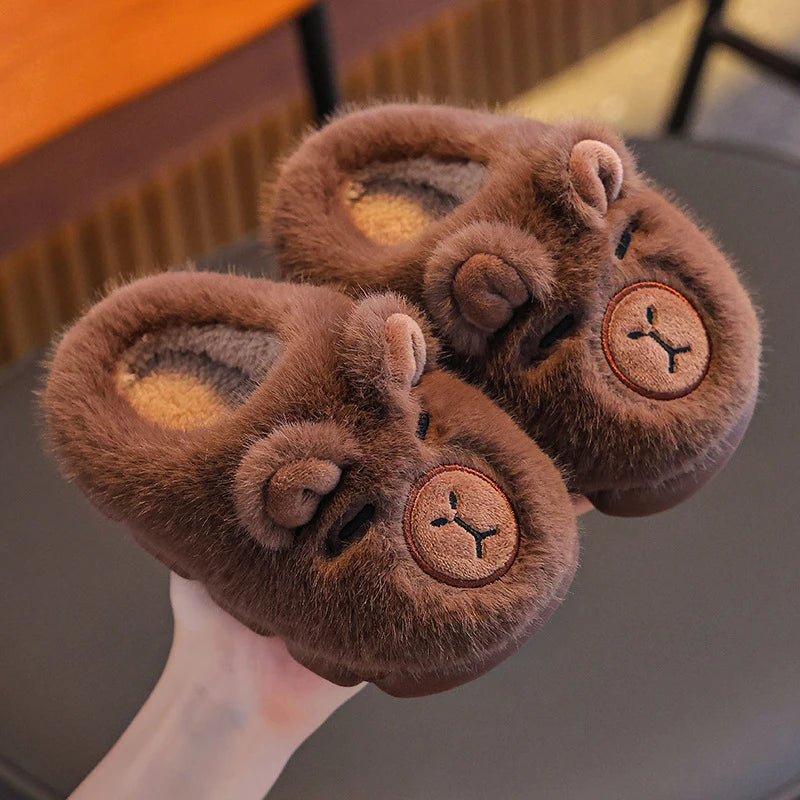 Kids' Capybara Cartoon Plush Slippers | Soft & Cozy Indoor Shoes