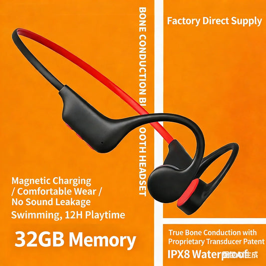Open Ear Bone Conduction Headphones | Waterproof & 32GB Memory