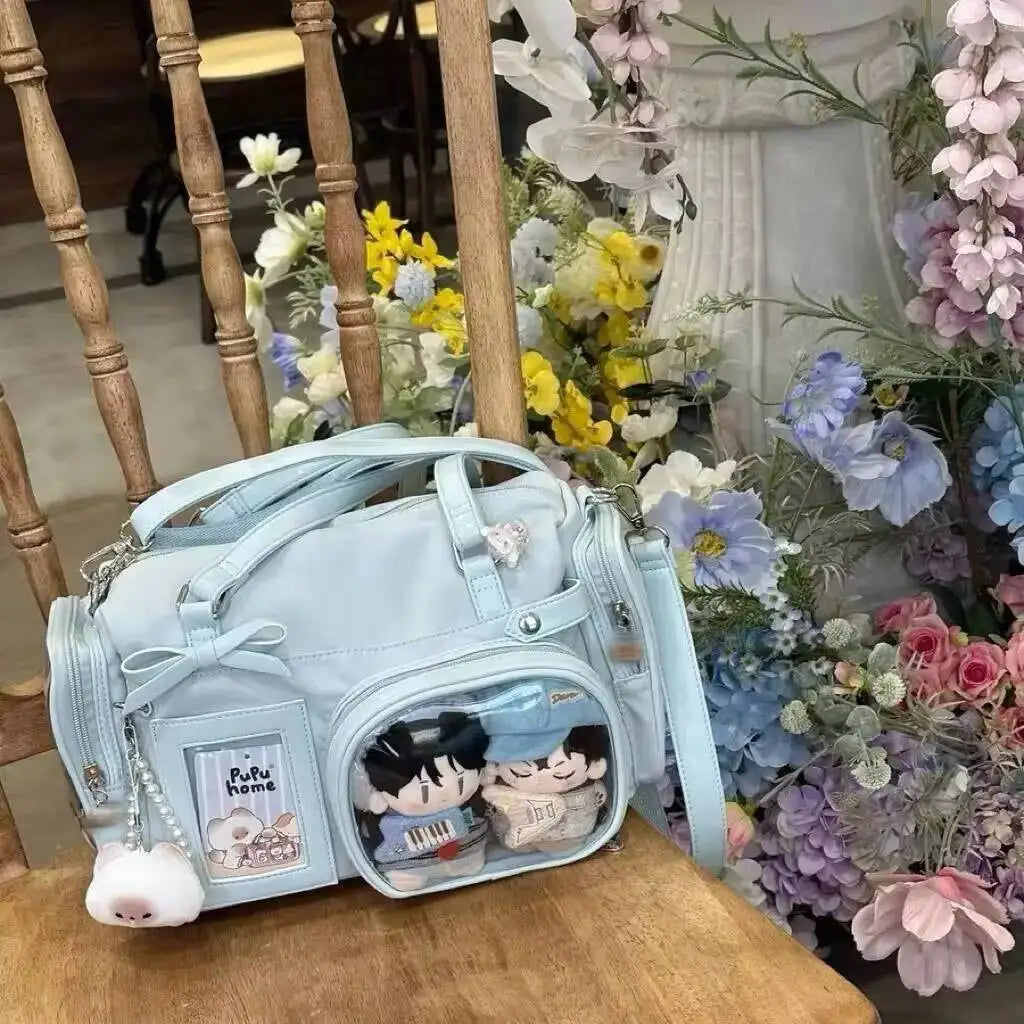 Cute Transparent Bow Shoulder Bag | Large Capacity Crossbody Handbag