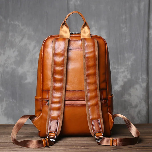Vintage Leather Backpack | Large Capacity Casual Computer Bag