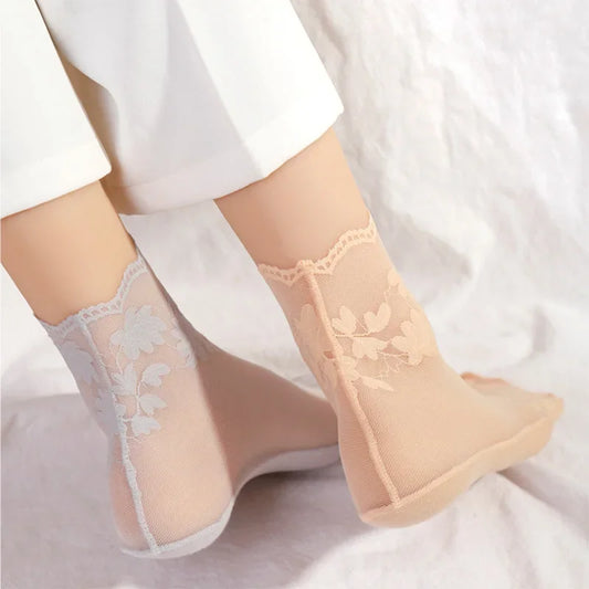 Women's Summer Lace Short Socks | Mesh Invisible Ankle Socks