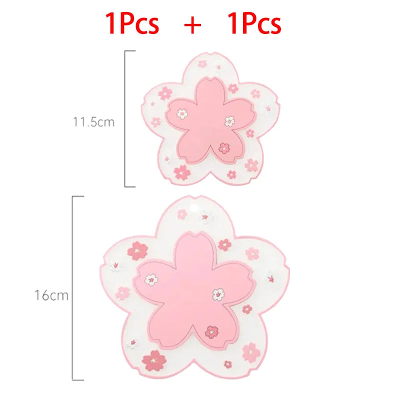 Kawaii pink colour Blossom Silicone Coasters Style Sakura Coffee Cup posavasos Sakura Insulated TableMat Tea Cup Home Decor Gift