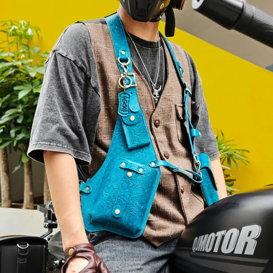 Bolso de piel medieval antirrobo con funda | Elegante diseño Steampunk