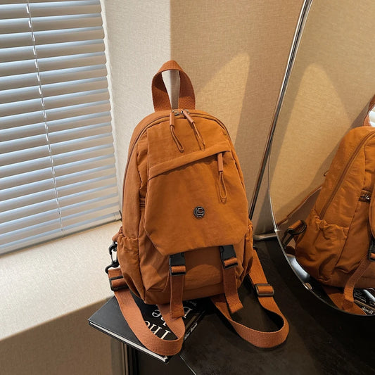 Versatile Solid Color Unisex Small Backpack | Large Capacity Design
