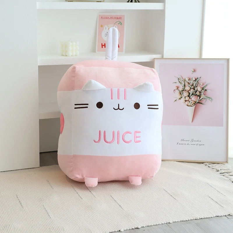 Cartoon Cat Milk Bottle Plushie — Cute Kitten Tail Plush Toy & Throw Pillow Sofa Decor Cushion (22cm / 33cm / 42cm)